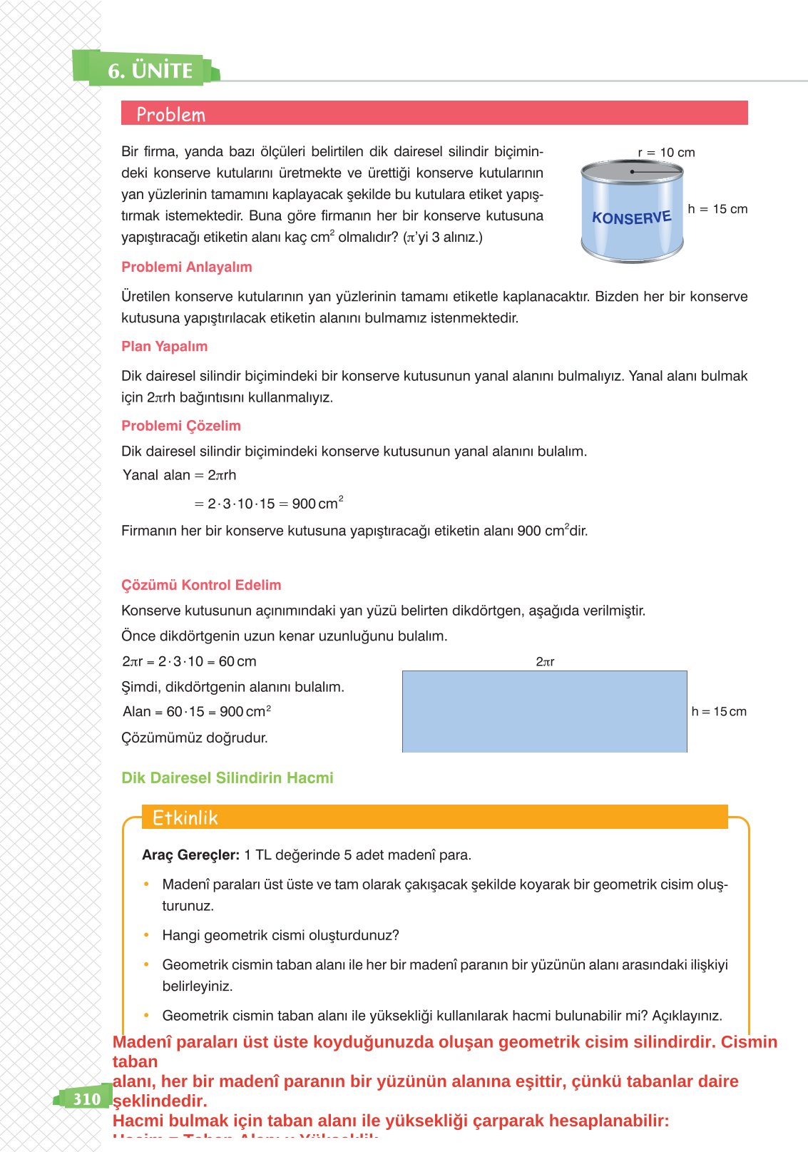 8. Sınıf Sonuç Yayınları Matematik Ders Kitabı Sayfa 310 Cevapları