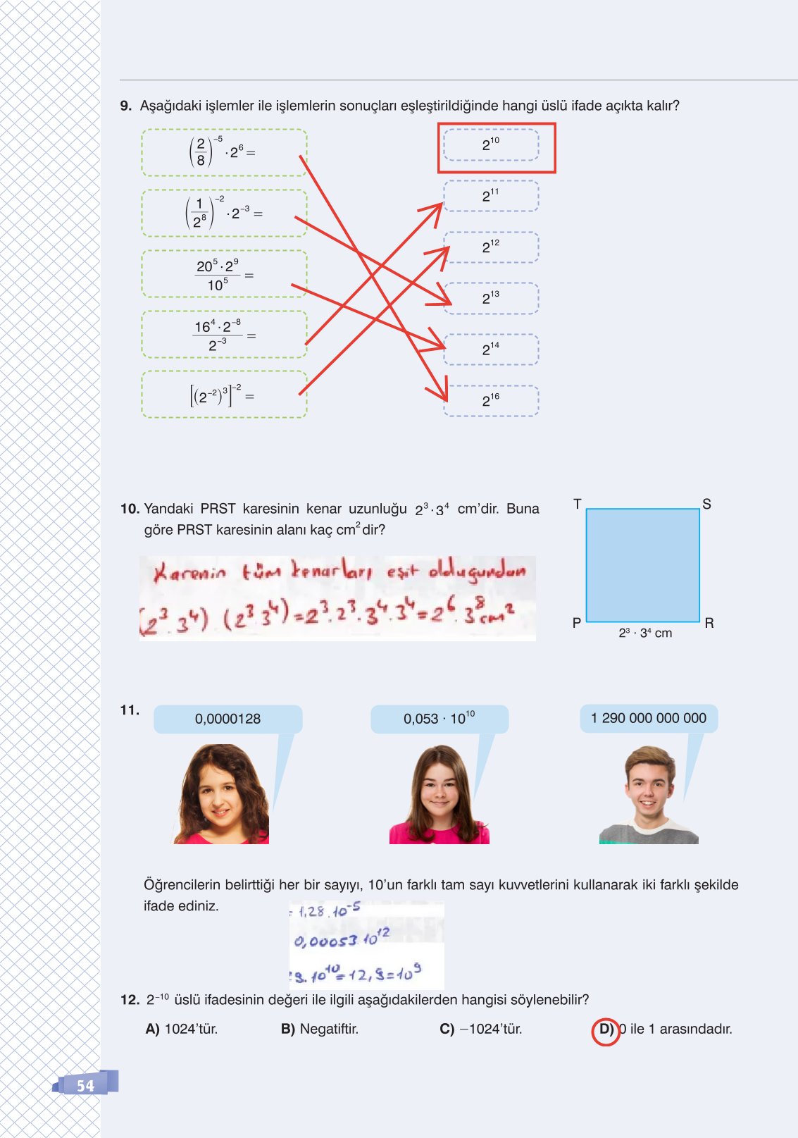 8. Sınıf Sonuç Yayınları Matematik Ders Kitabı Sayfa 54 Cevapları 8. Sınıf Sonuç Yayınları Matematik Ders Kitabı Sayfa 54 Cevapları
