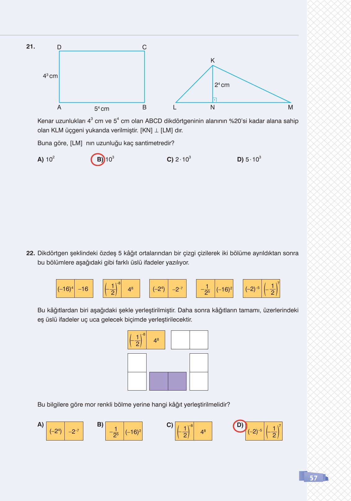 8. Sınıf Sonuç Yayınları Matematik Ders Kitabı Sayfa 57 Cevapları