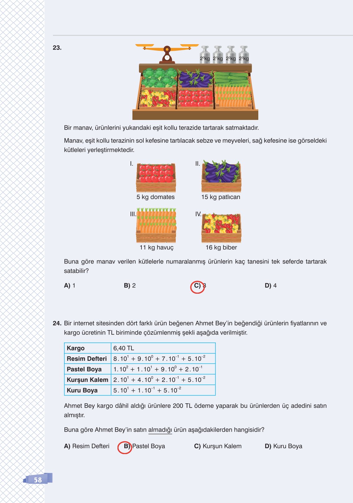 8. Sınıf Sonuç Yayınları Matematik Ders Kitabı Sayfa 58 Cevapları