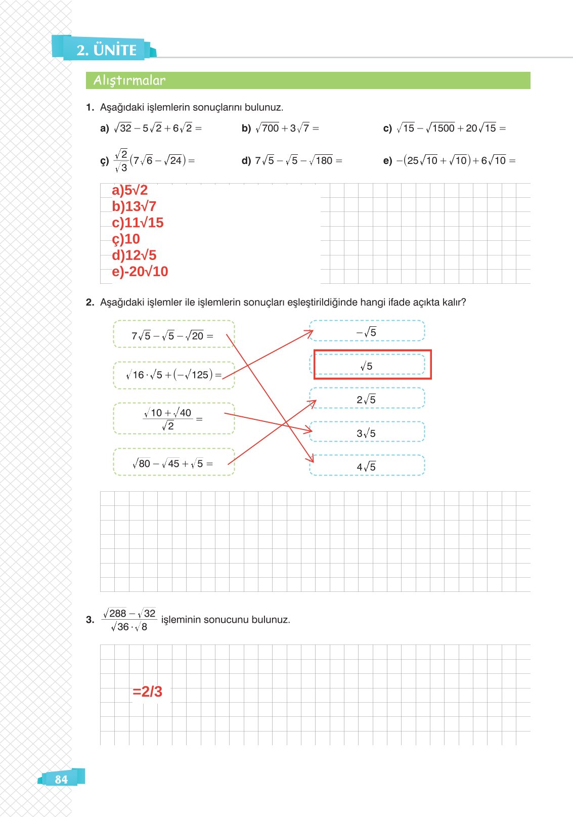 8. Sınıf Sonuç Yayınları Matematik Ders Kitabı Sayfa 84 Cevapları