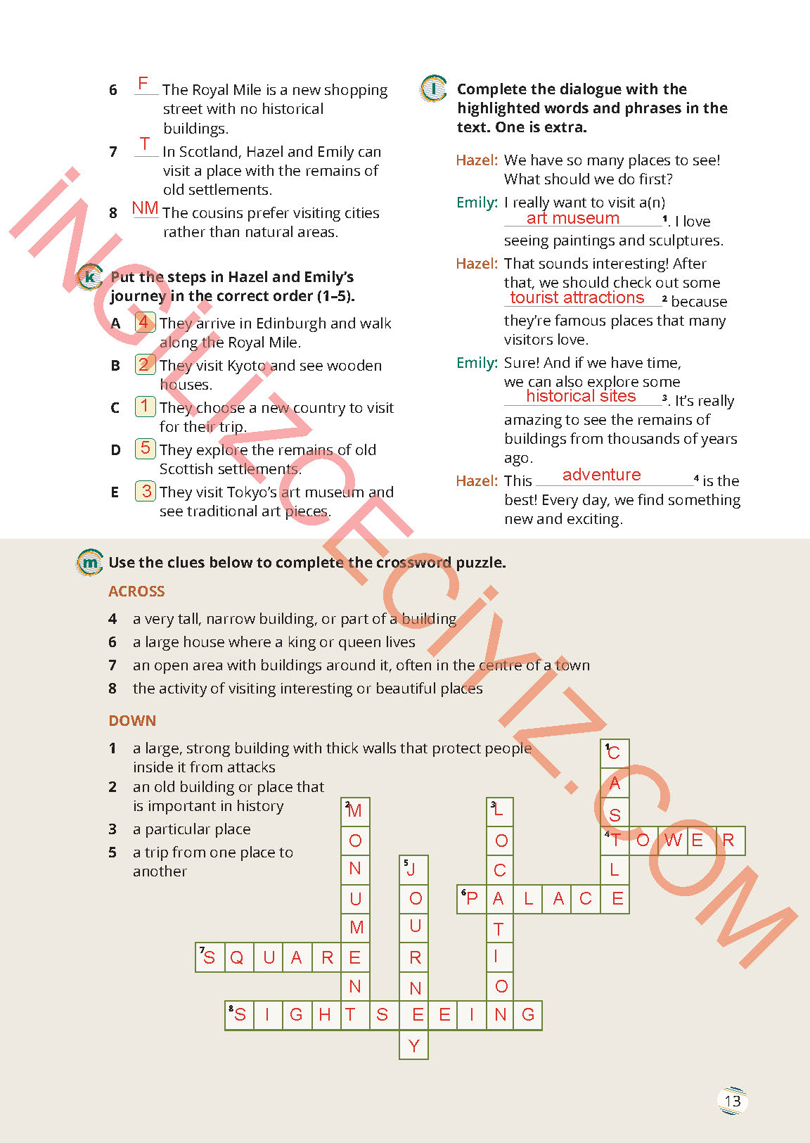 9. Sınıf İngilizce Meb Yayınları Çalışma Kitabı Sayfa 13 Cevapları