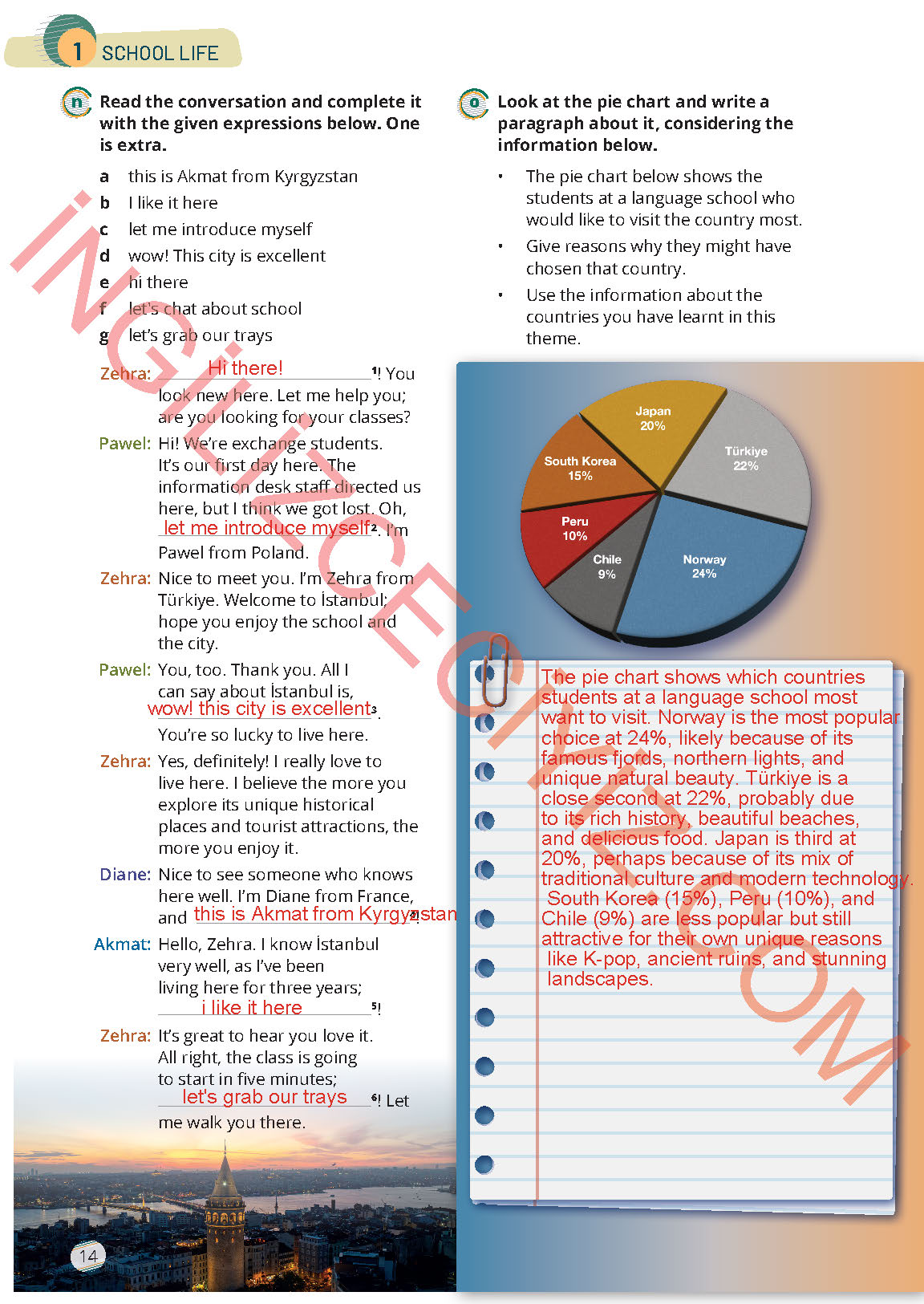 9. Sınıf İngilizce Meb Yayınları Çalışma Kitabı Sayfa 14 Cevapları