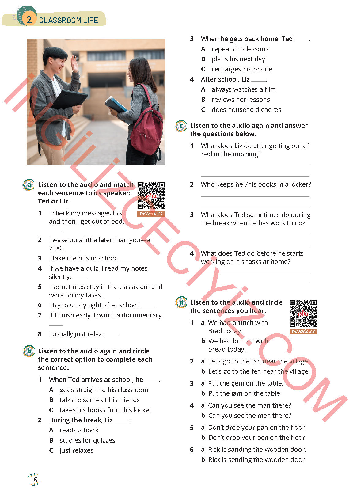 9. Sınıf İngilizce Meb Yayınları Çalışma Kitabı Sayfa 16 Cevapları