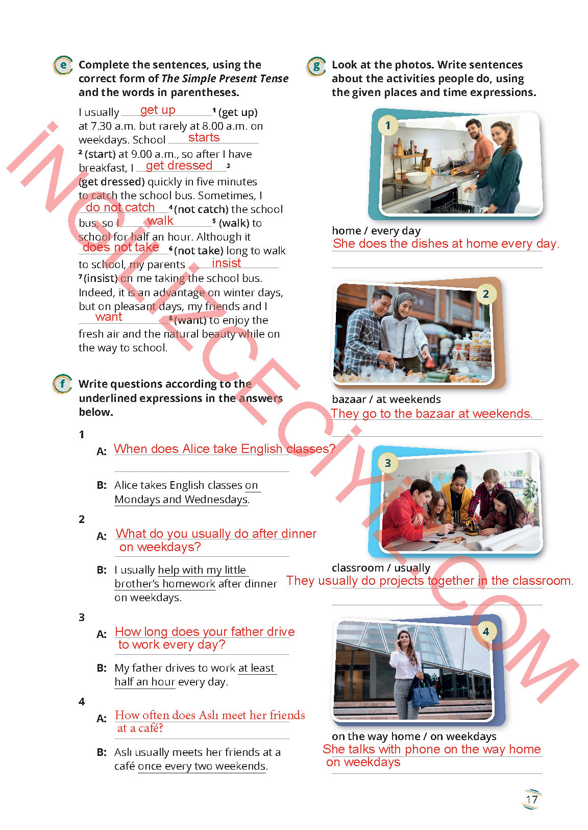 9. Sınıf İngilizce Meb Yayınları Çalışma Kitabı Sayfa 17 Cevapları