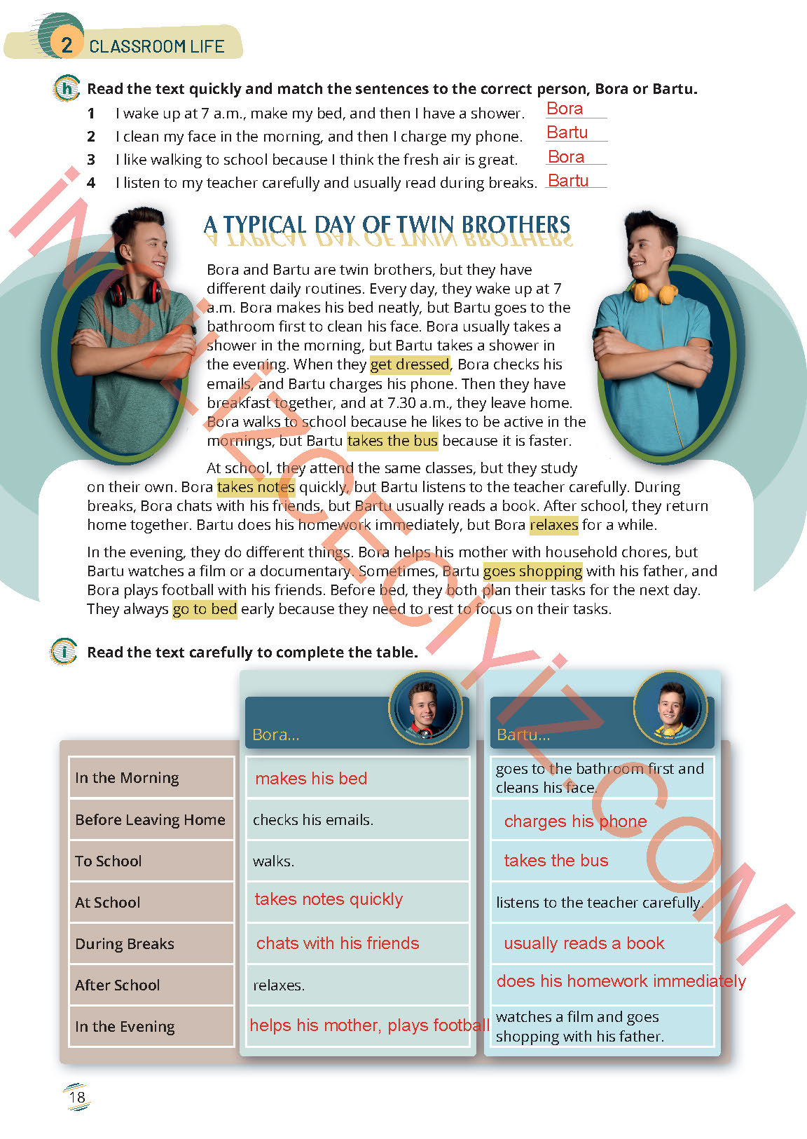 9. Sınıf İngilizce Meb Yayınları Çalışma Kitabı Sayfa 18 Cevapları