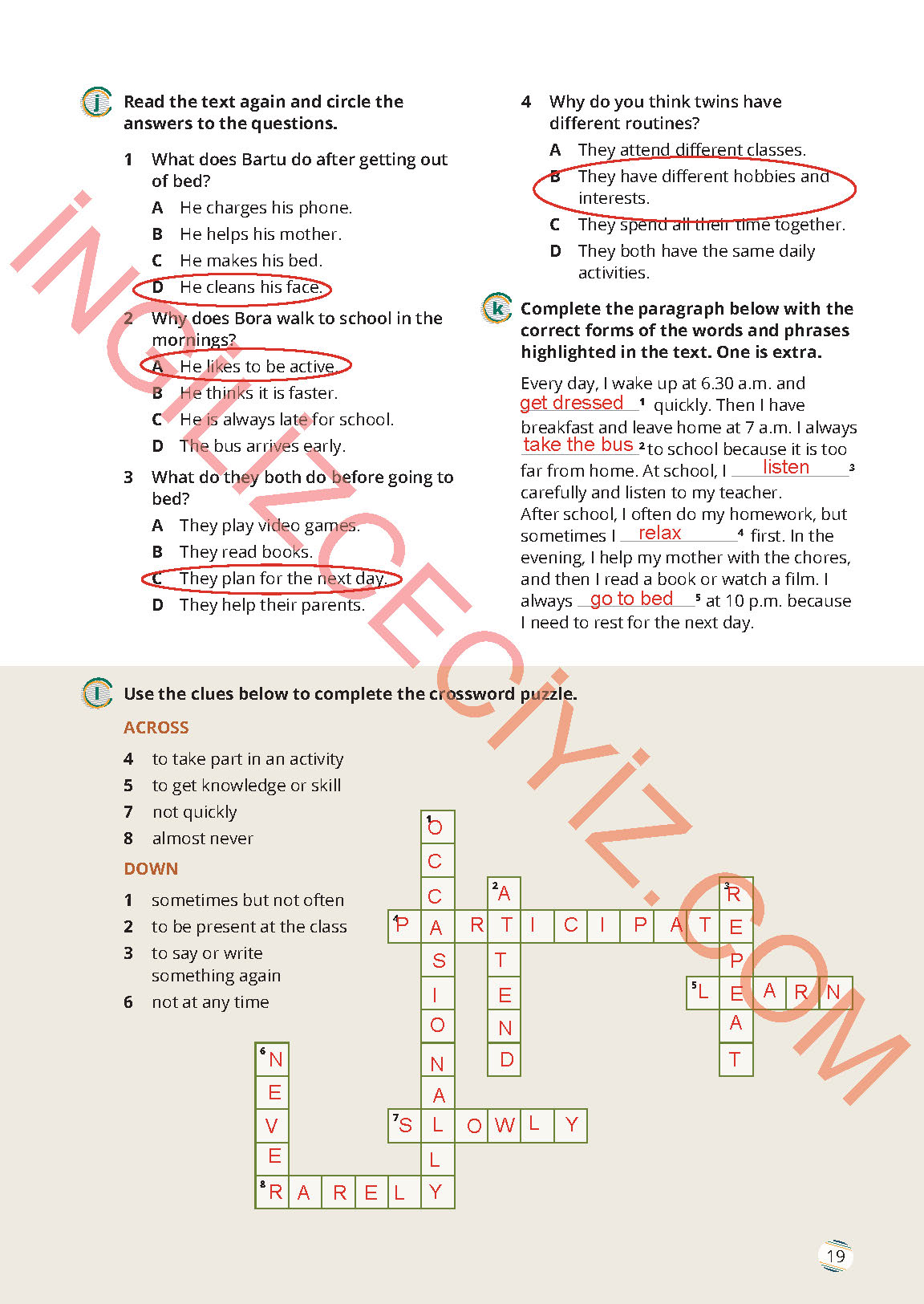 9. Sınıf İngilizce Meb Yayınları Çalışma Kitabı Sayfa 19 Cevapları