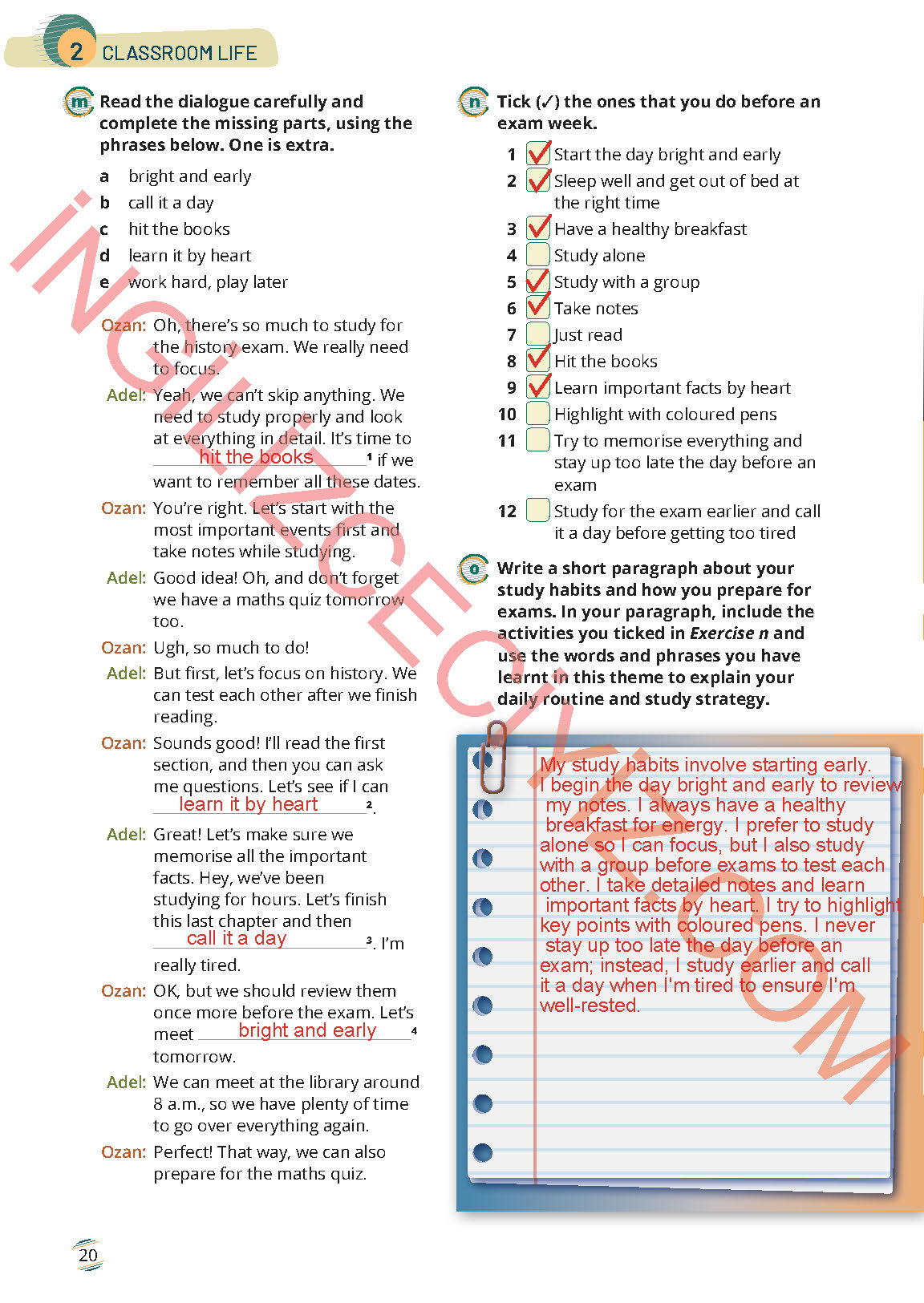 9. Sınıf İngilizce Meb Yayınları Çalışma Kitabı Sayfa 20 Cevapları