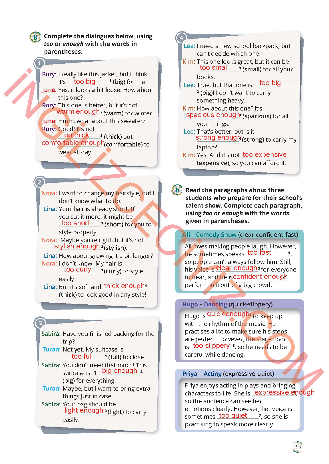 9. Sınıf İngilizce Meb Yayınları Çalışma Kitabı Sayfa 23 Cevapları