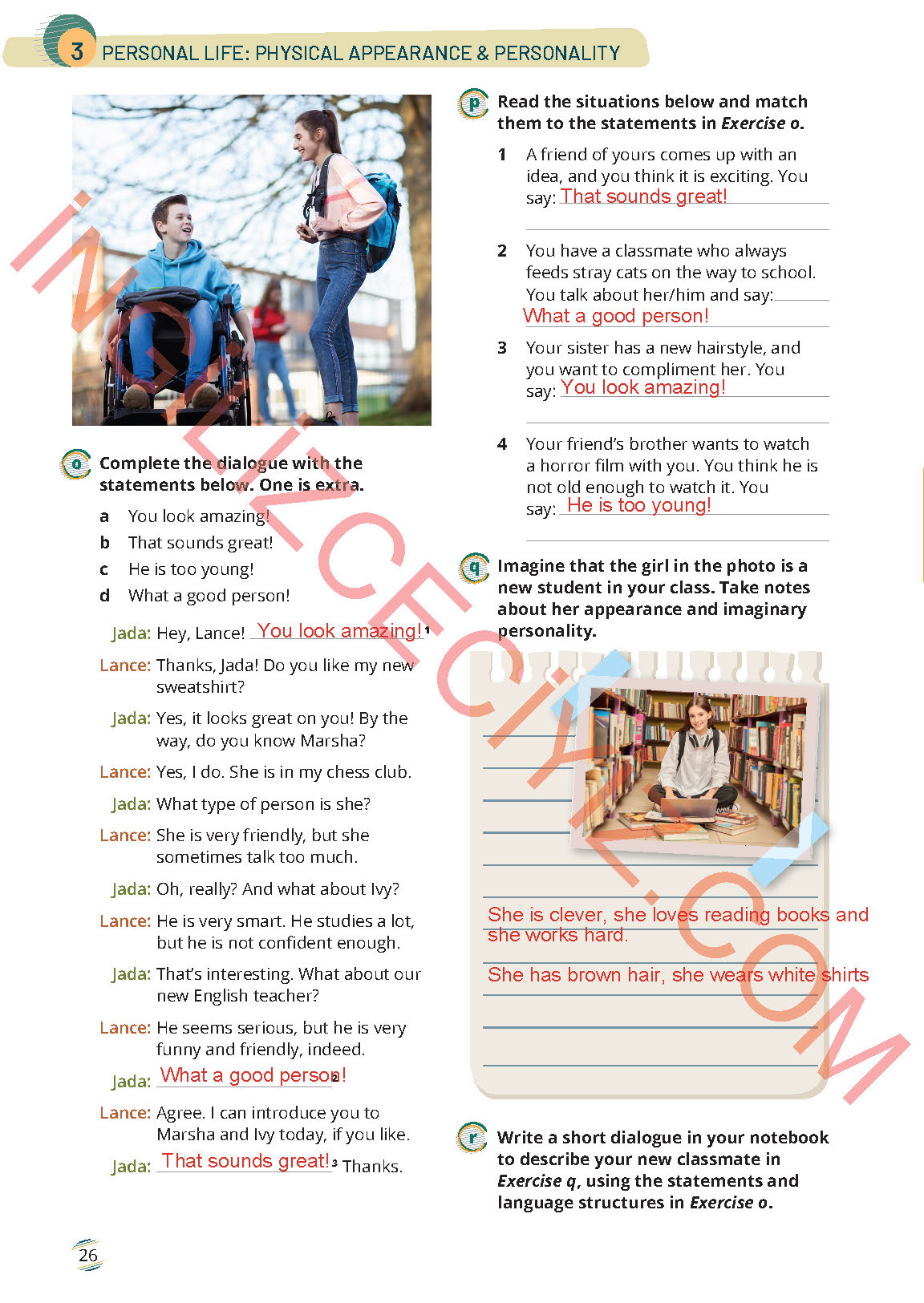 9. Sınıf İngilizce Meb Yayınları Çalışma Kitabı Sayfa 26 Cevapları