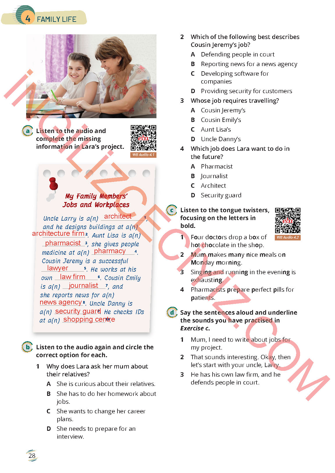 9. Sınıf İngilizce Meb Yayınları Çalışma Kitabı Sayfa 28 Cevapları