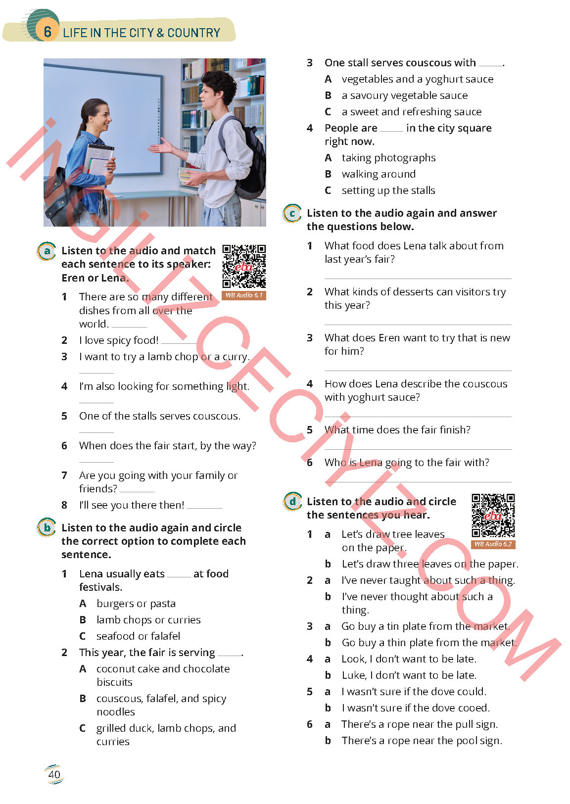 9. Sınıf İngilizce Meb Yayınları Çalışma Kitabı Sayfa 40 Cevapları