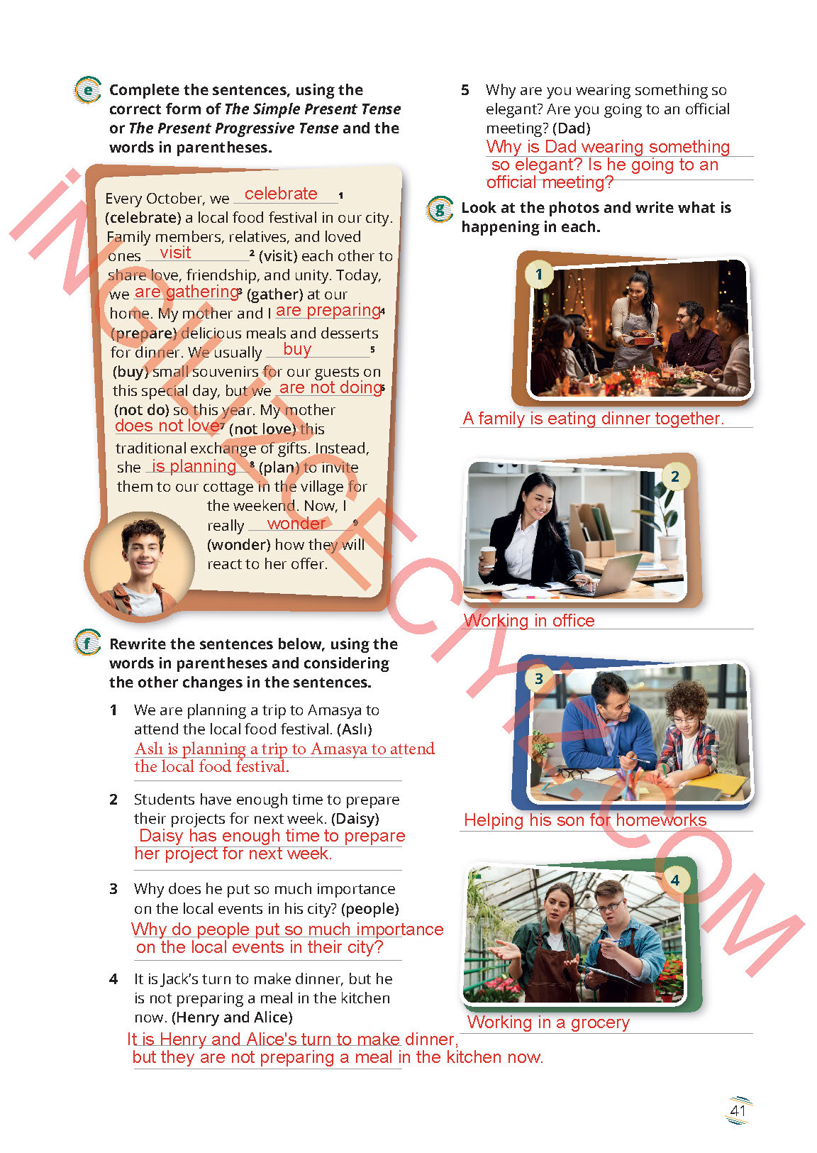 9. Sınıf İngilizce Meb Yayınları Çalışma Kitabı Sayfa 41 Cevapları