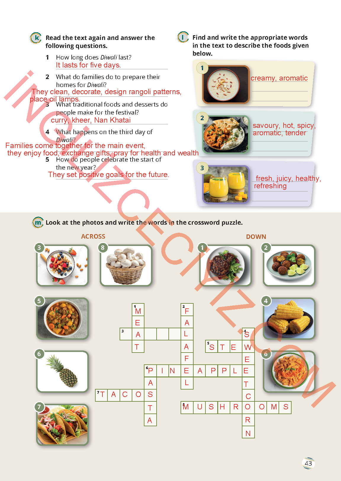 9. Sınıf İngilizce Meb Yayınları Çalışma Kitabı Sayfa 43 Cevapları