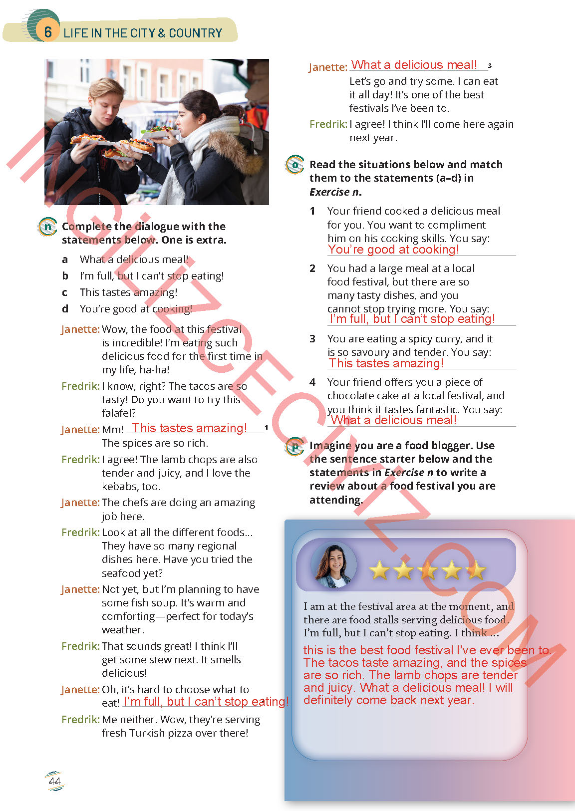 9. Sınıf İngilizce Meb Yayınları Çalışma Kitabı Sayfa 44 Cevapları