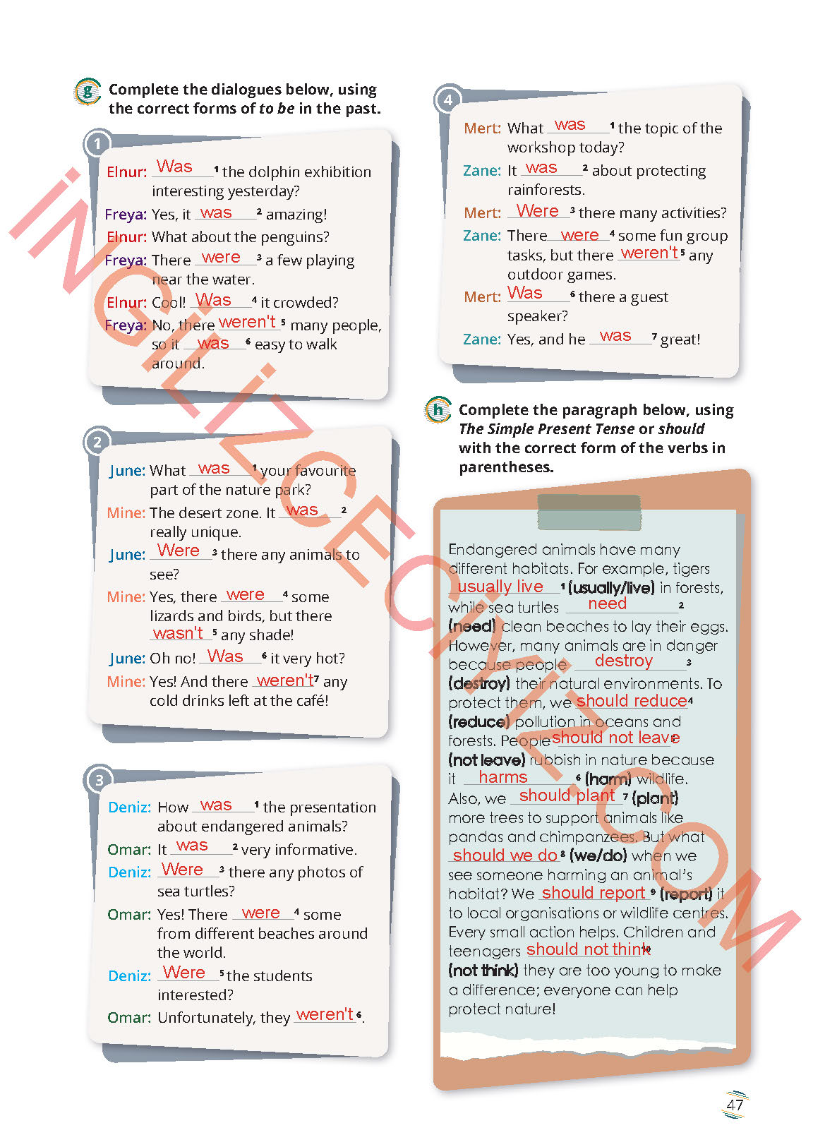 9. Sınıf İngilizce Meb Yayınları Çalışma Kitabı Sayfa 47 Cevapları