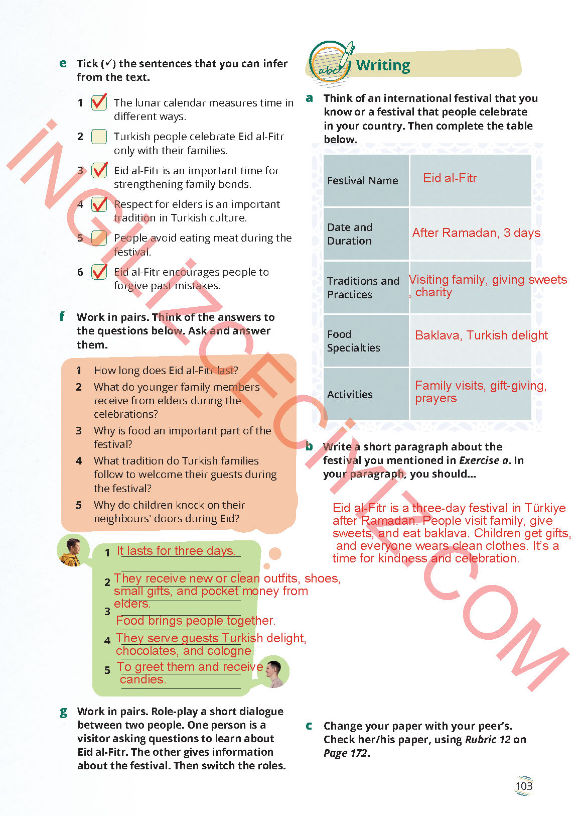 9. Sınıf İngilizce Meb Yayınları Ders Kitabı Sayfa 103 Cevapları 9. Sınıf İngilizce Meb Yayınları Ders Kitabı Sayfa 103 Cevapları