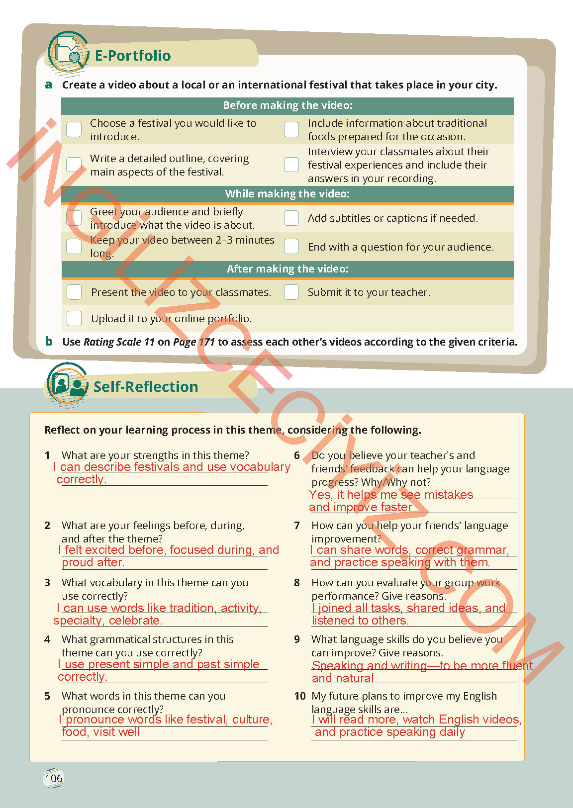 9. Sınıf İngilizce Meb Yayınları Ders Kitabı Sayfa 106 Cevapları