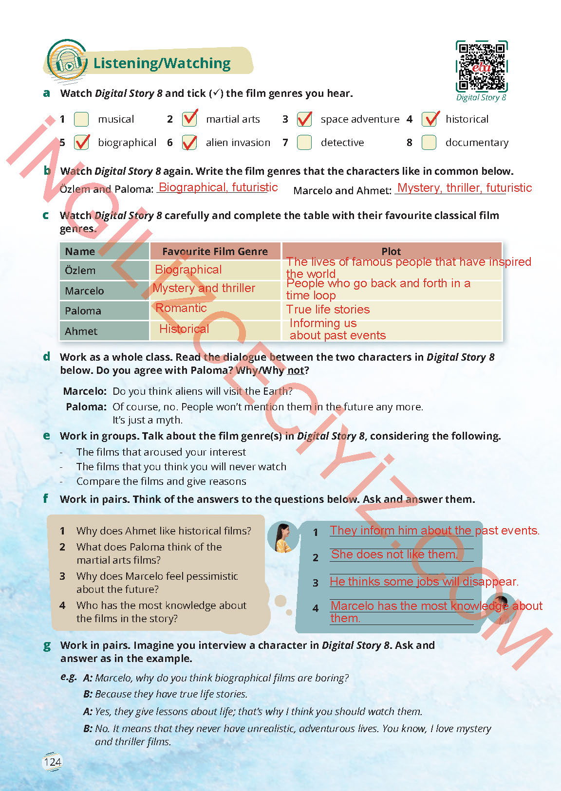 9. Sınıf İngilizce Meb Yayınları Ders Kitabı Sayfa 124 Cevapları