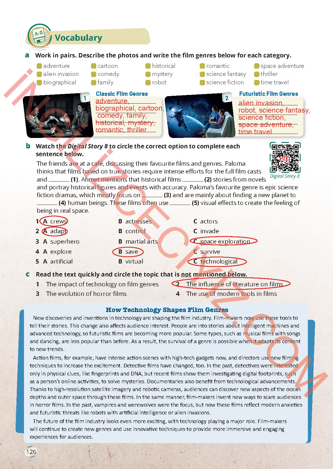 9. Sınıf İngilizce Meb Yayınları Ders Kitabı Sayfa 126 Cevapları