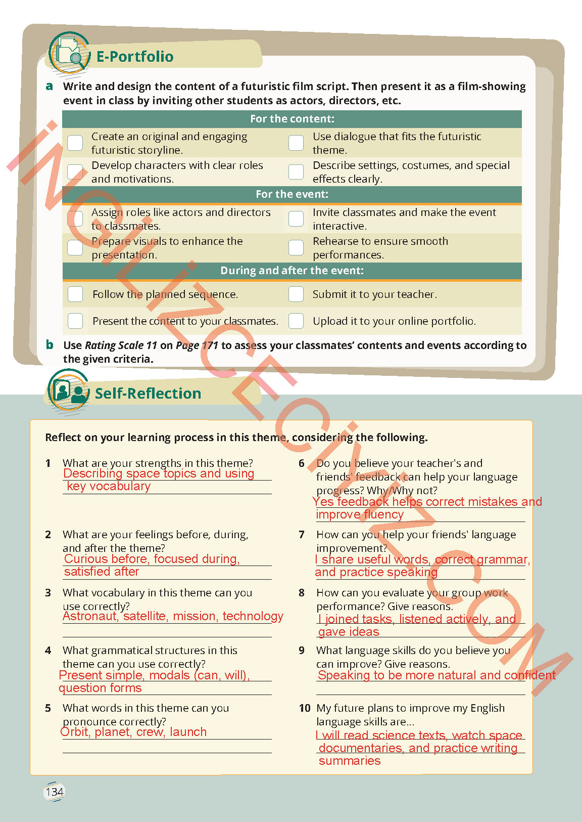 9. Sınıf İngilizce Meb Yayınları Ders Kitabı Sayfa 134 Cevapları