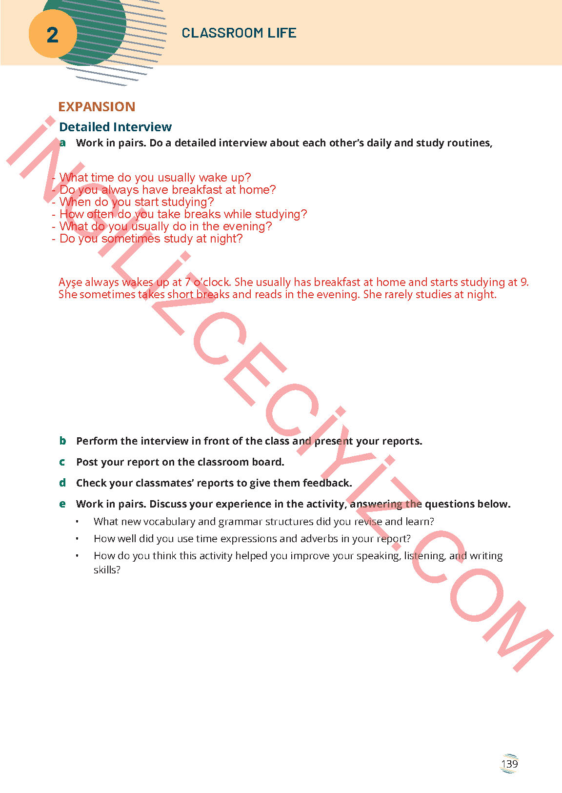 9. Sınıf İngilizce Meb Yayınları Ders Kitabı Sayfa 139 Cevapları