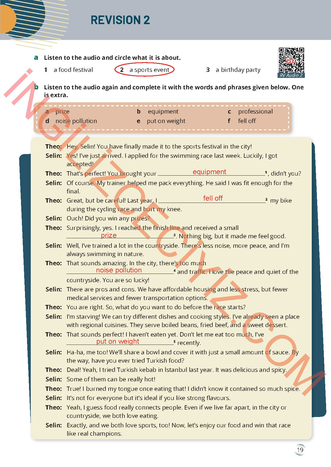 9. Sınıf İngilizce Meb Yayınları Ders Kitabı Sayfa 19 Cevapları