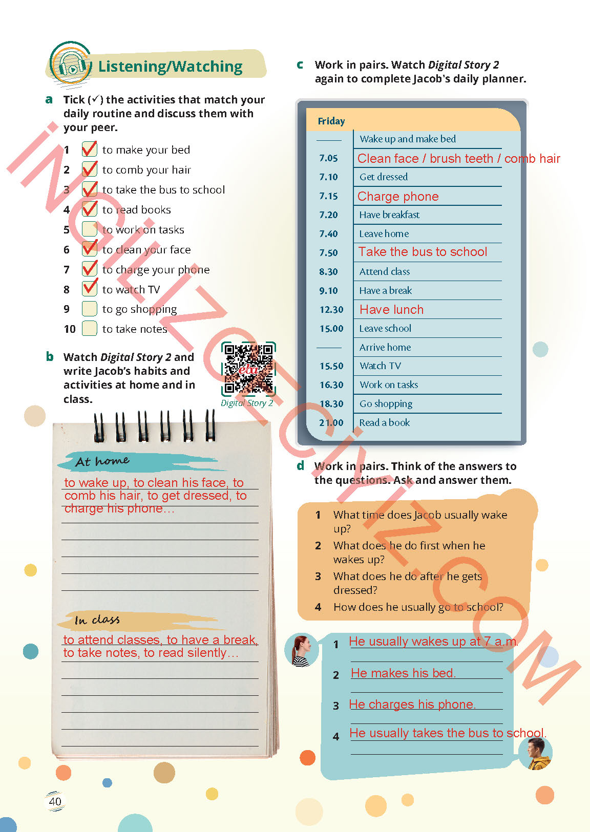 9. Sınıf İngilizce Meb Yayınları Ders Kitabı Sayfa 40 Cevapları