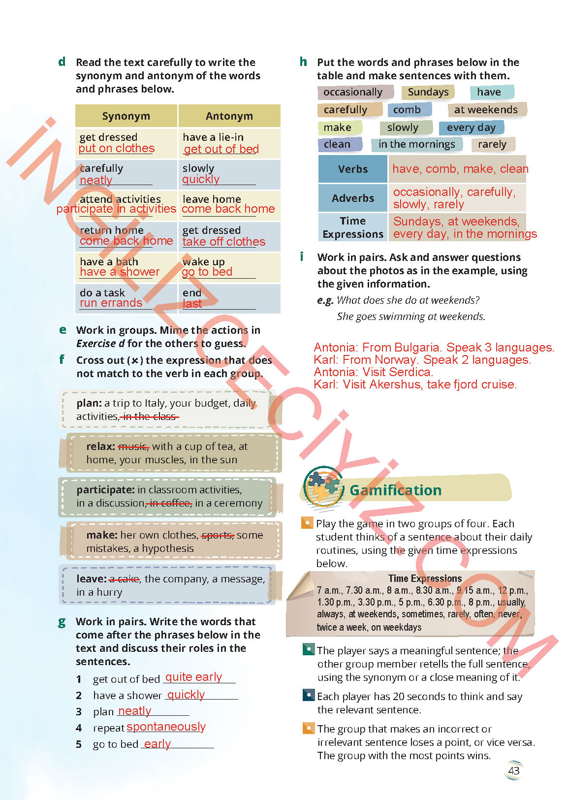 9. Sınıf İngilizce Meb Yayınları Ders Kitabı Sayfa 43 Cevapları