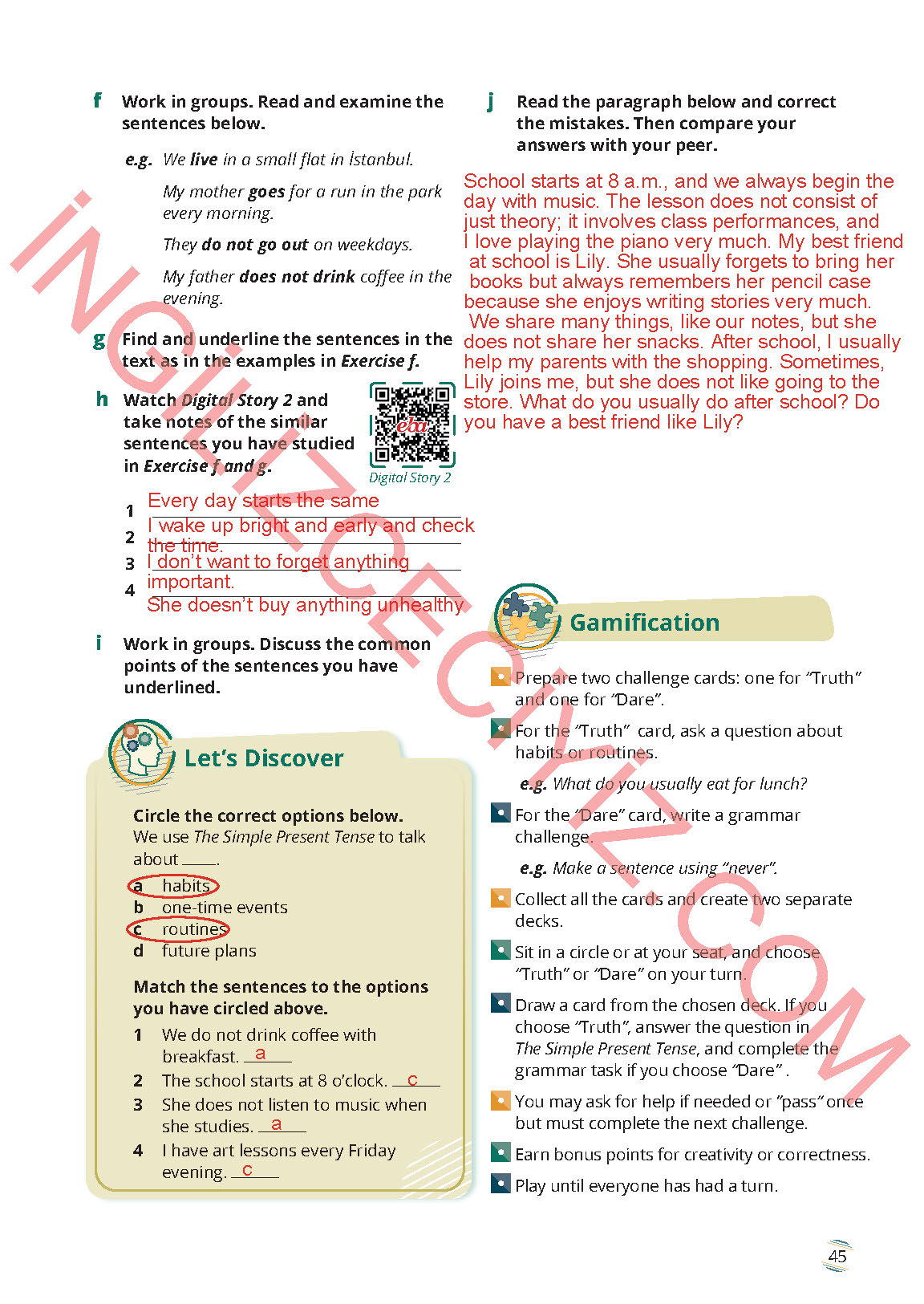 9. Sınıf İngilizce Meb Yayınları Ders Kitabı Sayfa 45 Cevapları