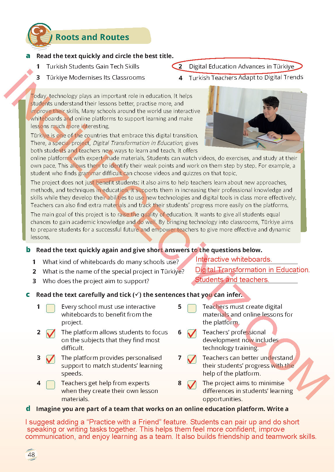 9. Sınıf İngilizce Meb Yayınları Ders Kitabı Sayfa 48 Cevapları