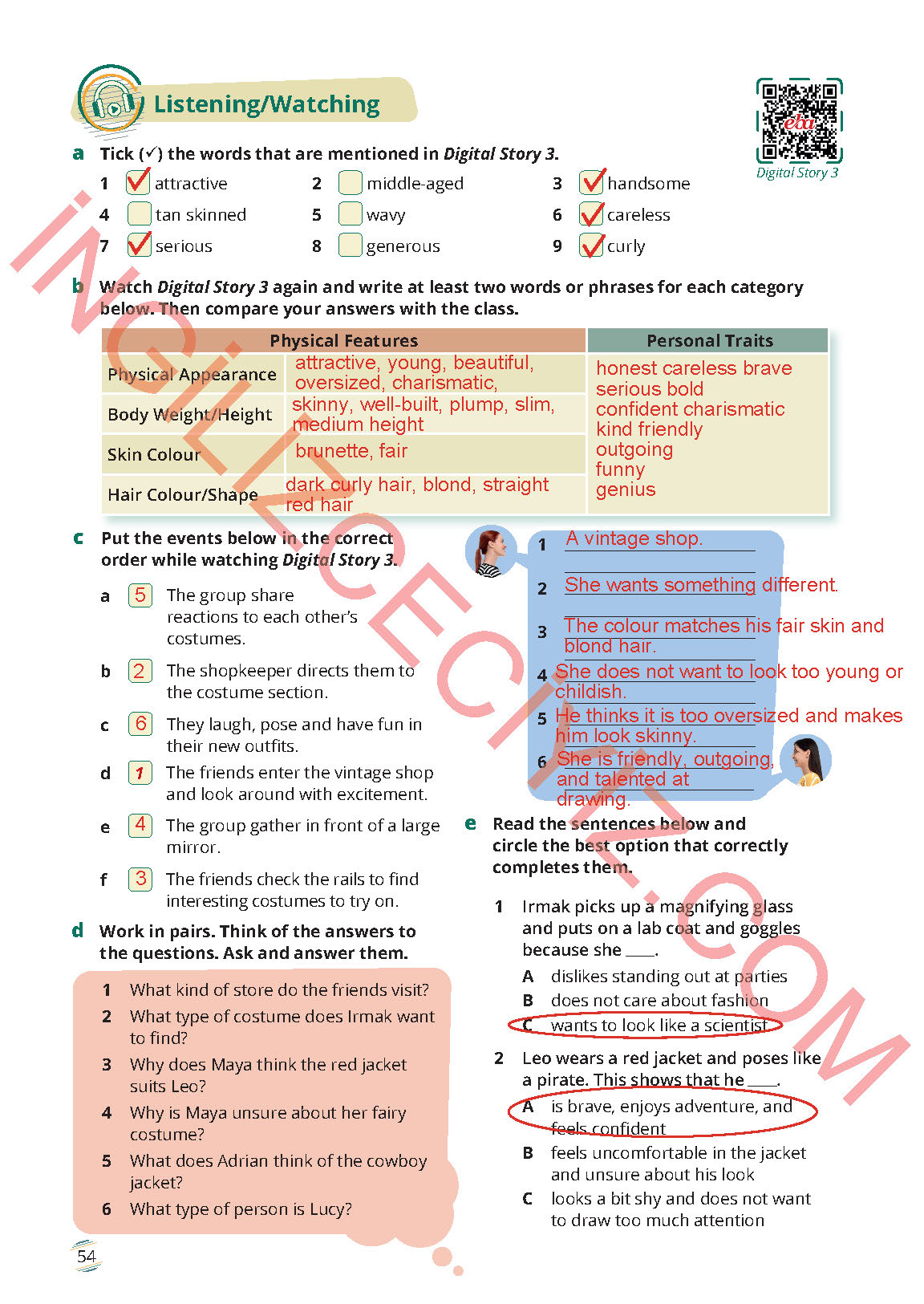 9. Sınıf İngilizce Meb Yayınları Ders Kitabı Sayfa 54 Cevapları 9. Sınıf İngilizce Meb Yayınları Ders Kitabı Sayfa 54 Cevapları