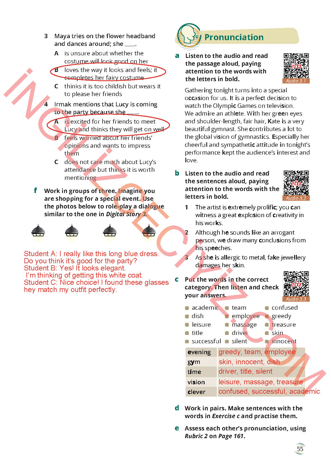 9. Sınıf İngilizce Meb Yayınları Ders Kitabı Sayfa 55 Cevapları