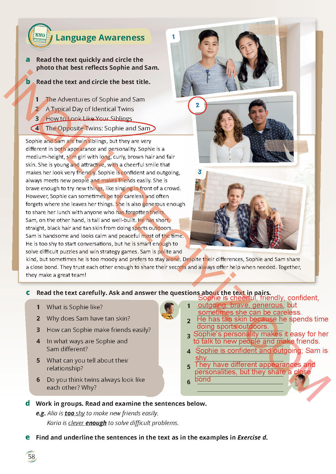 9. Sınıf İngilizce Meb Yayınları Ders Kitabı Sayfa 58 Cevapları