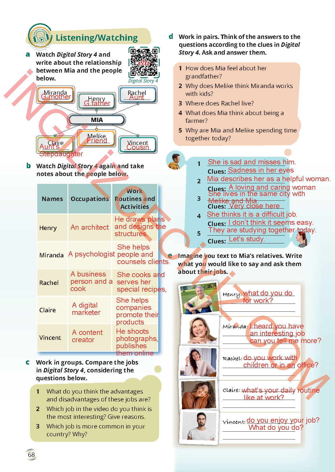 9. Sınıf İngilizce Meb Yayınları Ders Kitabı Sayfa 68 Cevapları