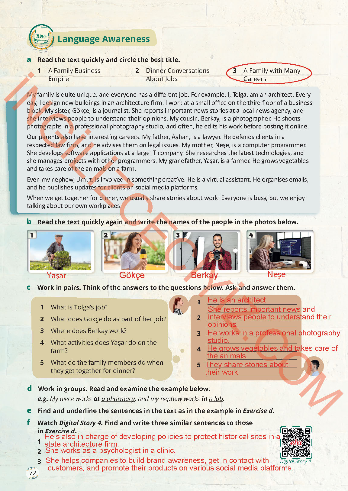 9. Sınıf İngilizce Meb Yayınları Ders Kitabı Sayfa 72 Cevapları