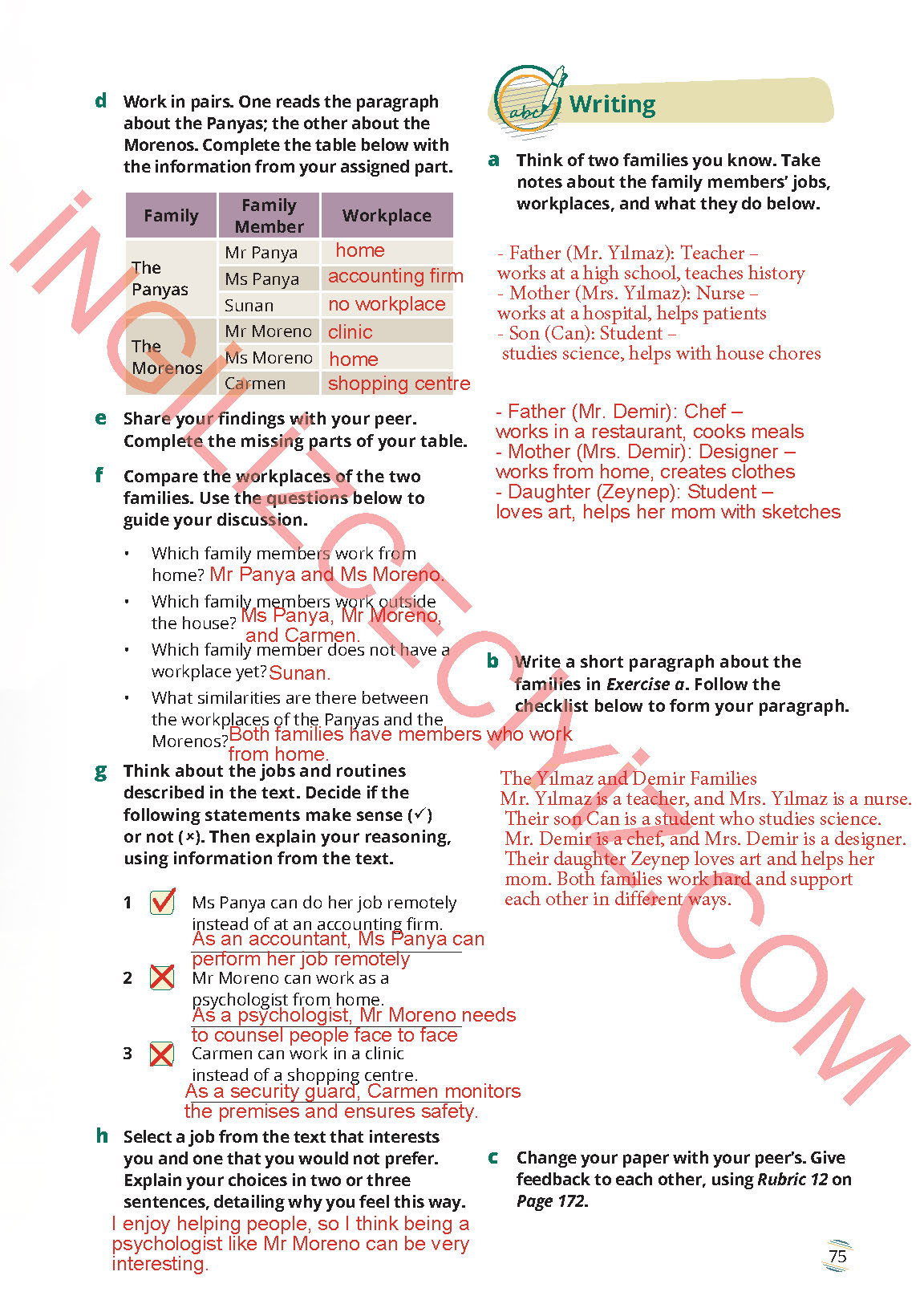 9. Sınıf İngilizce Meb Yayınları Ders Kitabı Sayfa 75 Cevapları