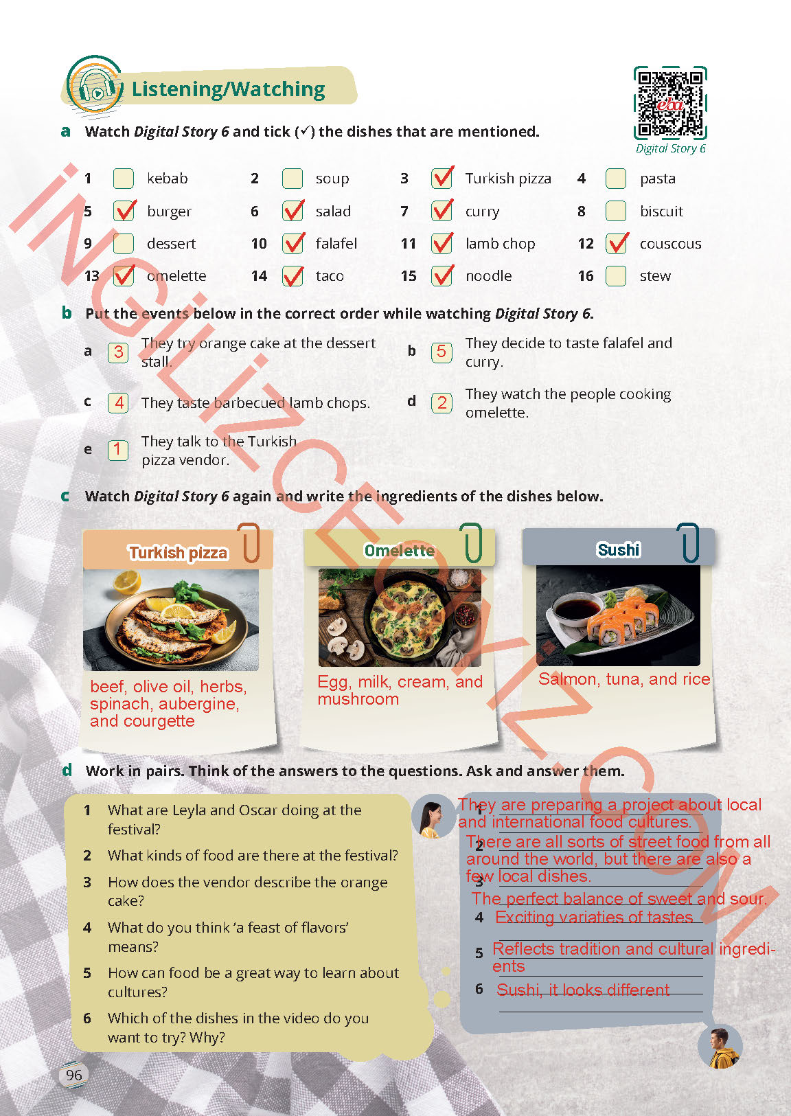 9. Sınıf İngilizce Meb Yayınları Ders Kitabı Sayfa 96 Cevapları