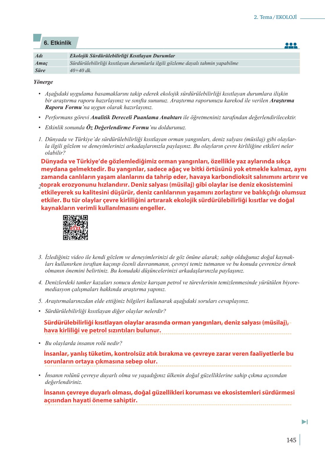 10. Sınıf Meb Yayınları Biyoloji Ders Kitabı Sayfa 145 Cevapları