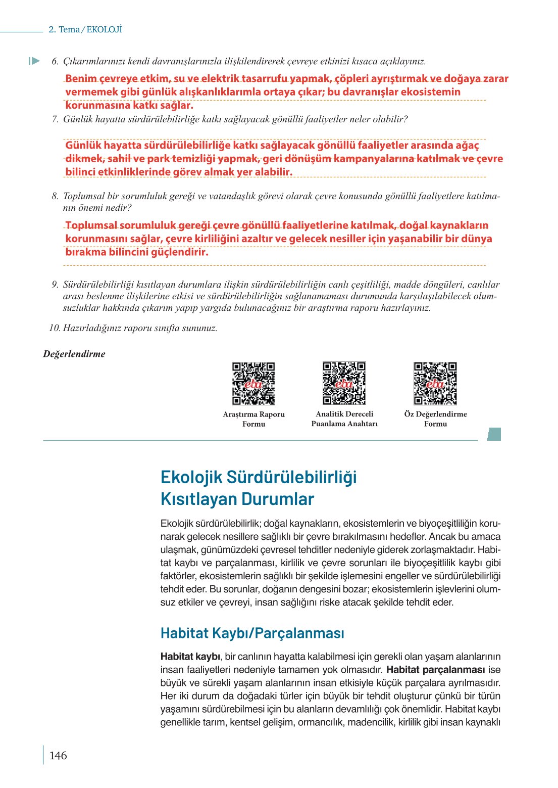 10. Sınıf Meb Yayınları Biyoloji Ders Kitabı Sayfa 146 Cevapları