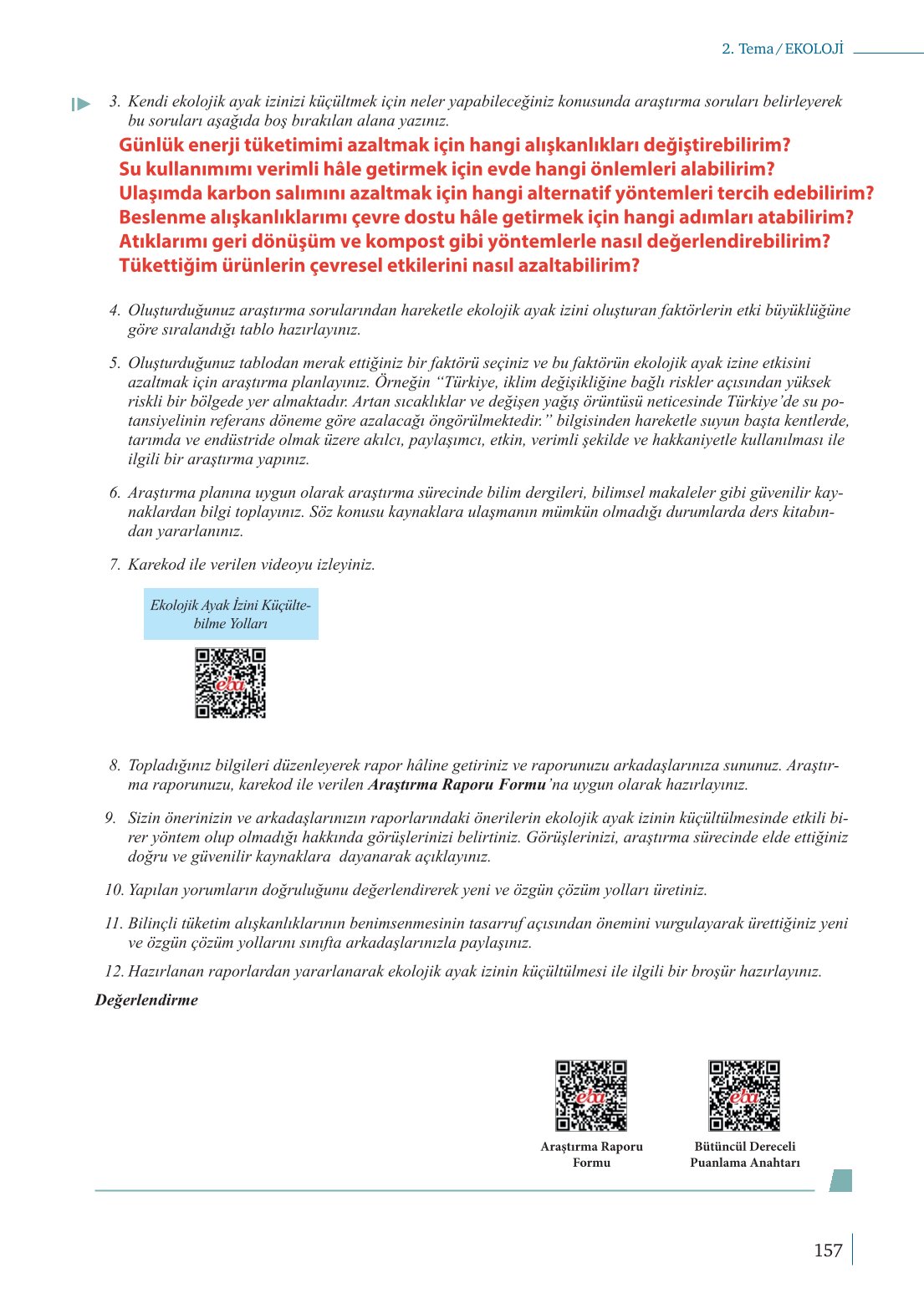 10. Sınıf Meb Yayınları Biyoloji Ders Kitabı Sayfa 157 Cevapları