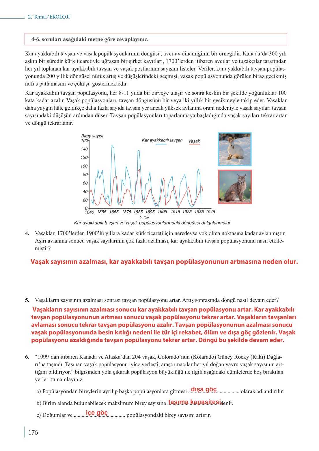 10. Sınıf Meb Yayınları Biyoloji Ders Kitabı Sayfa 176 Cevapları