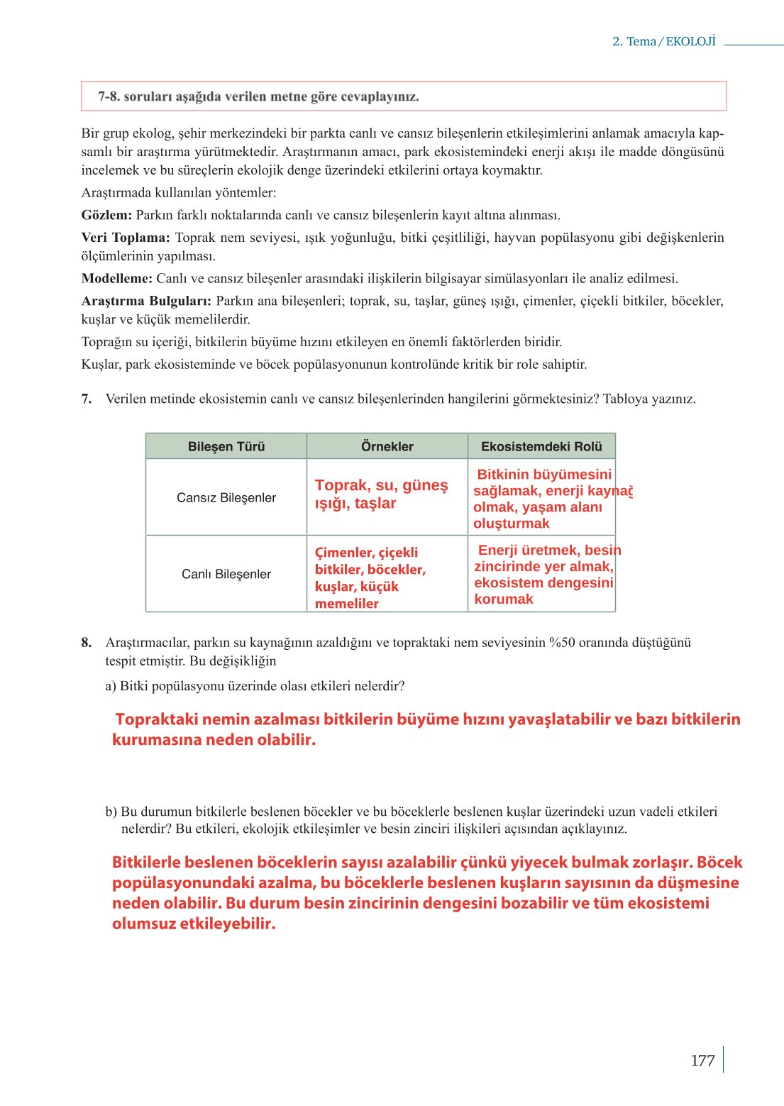 10. Sınıf Meb Yayınları Biyoloji Ders Kitabı Sayfa 177 Cevapları