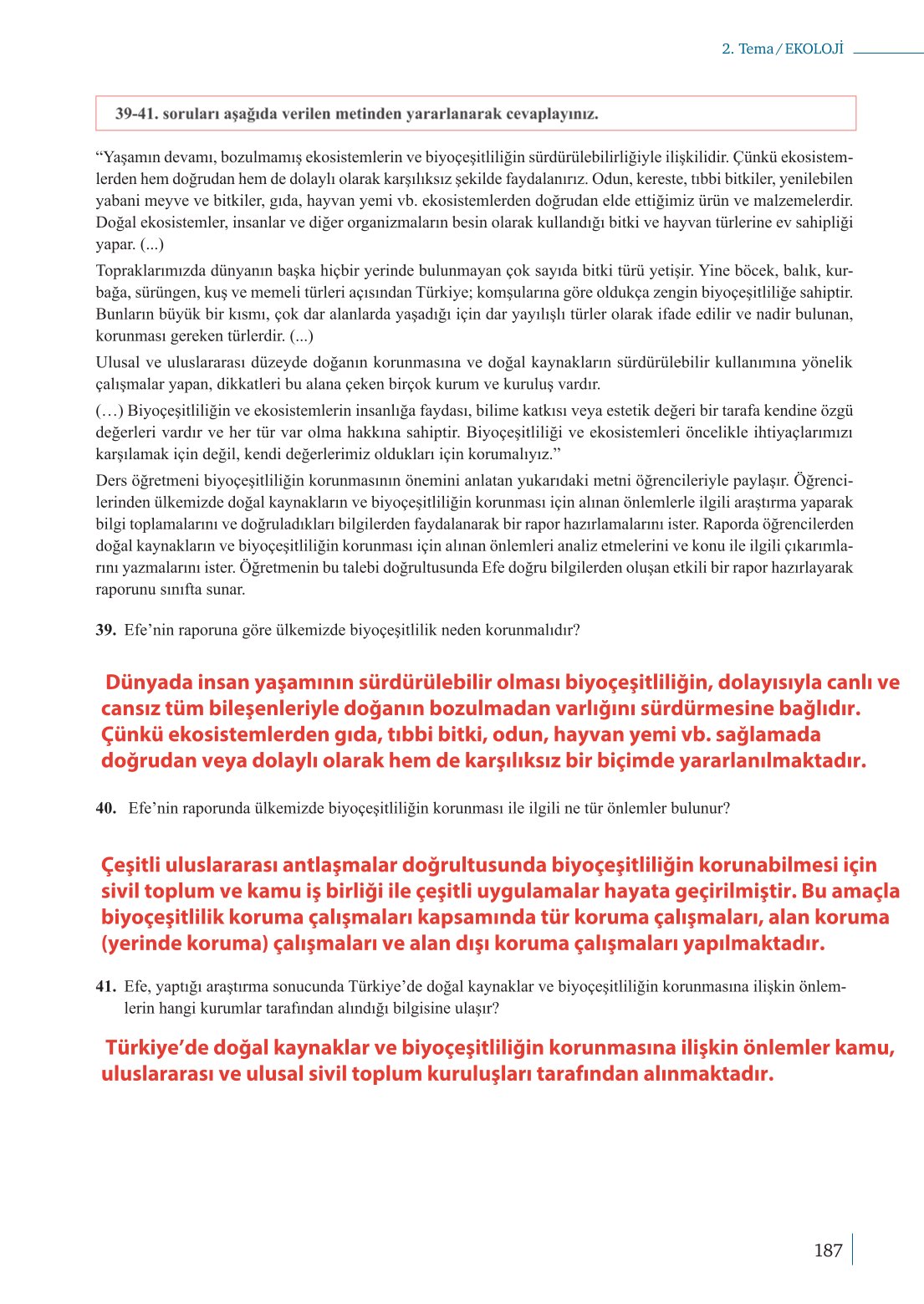 10. Sınıf Meb Yayınları Biyoloji Ders Kitabı Sayfa 187 Cevapları