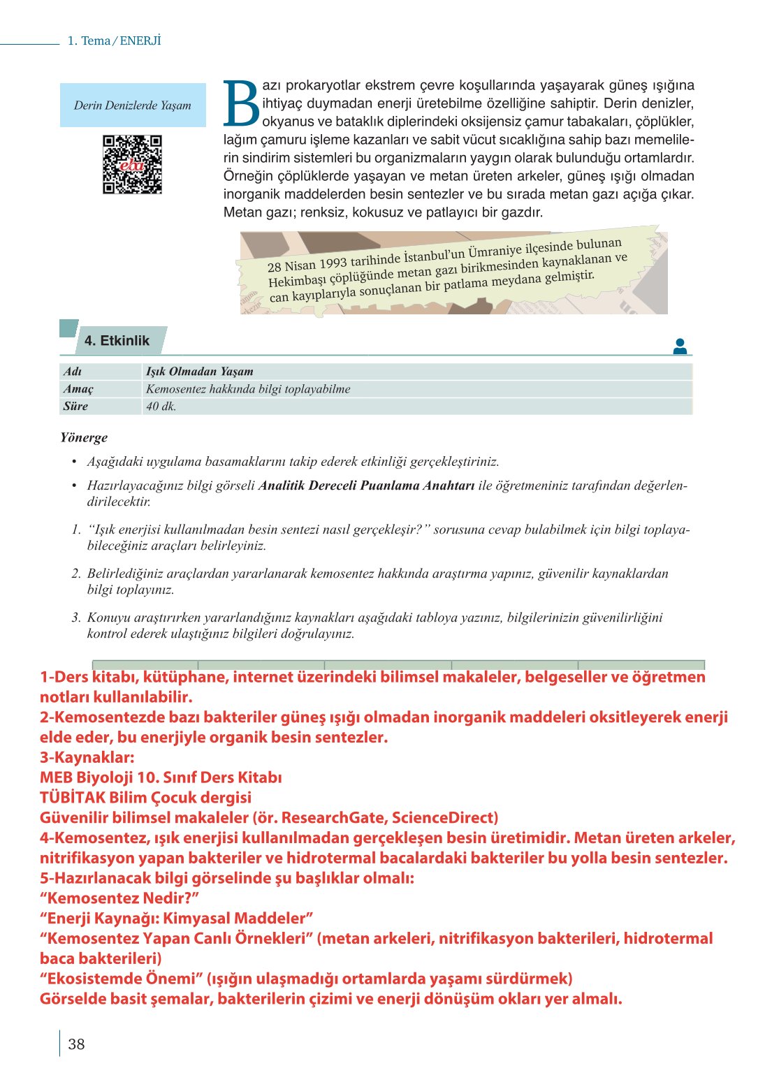 10. Sınıf Meb Yayınları Biyoloji Ders Kitabı Sayfa 38 Cevapları