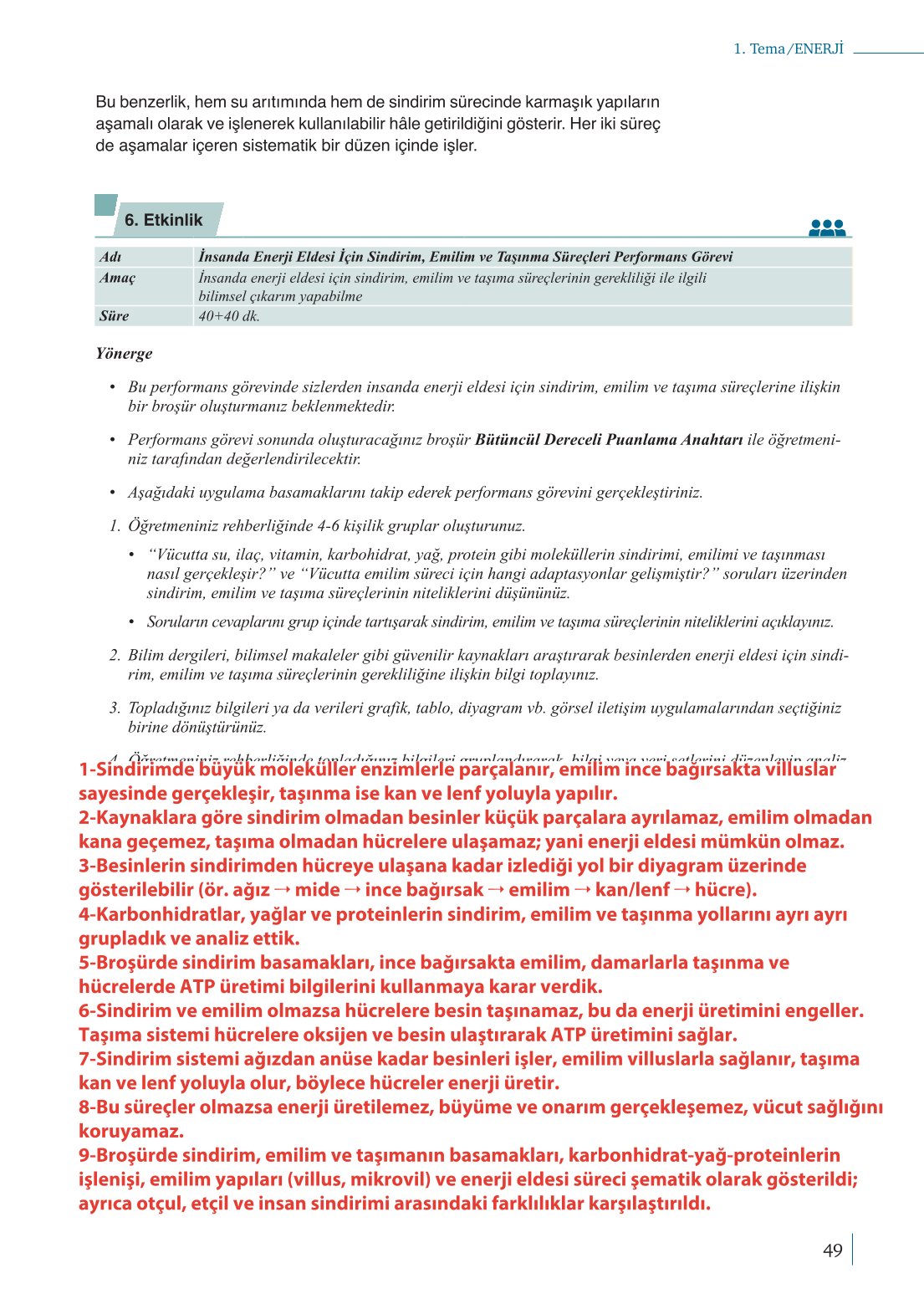 10. Sınıf Meb Yayınları Biyoloji Ders Kitabı Sayfa 49 Cevapları