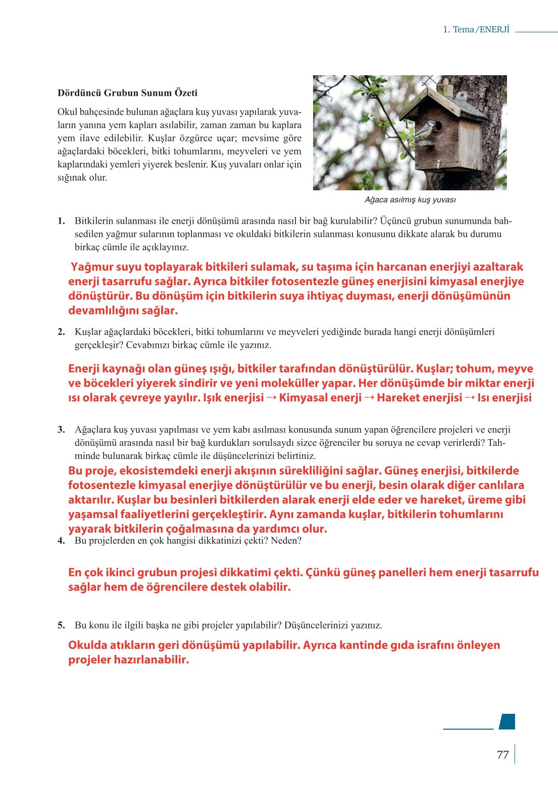 10. Sınıf Meb Yayınları Biyoloji Ders Kitabı Sayfa 77 Cevapları