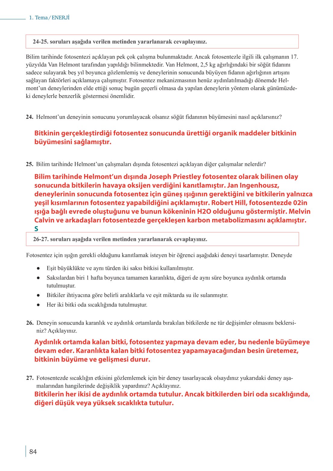 10. Sınıf Meb Yayınları Biyoloji Ders Kitabı Sayfa 84 Cevapları