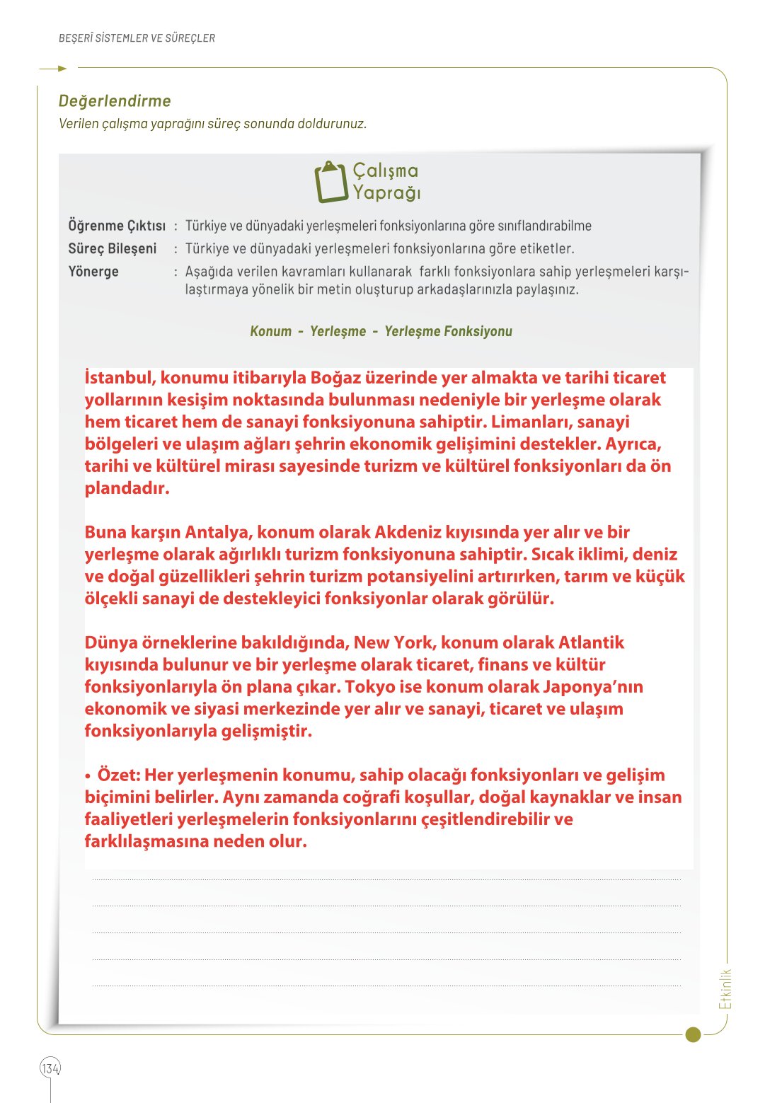 10. Sınıf Meb Yayınları Coğrafya Ders Kitabı Sayfa 134 Cevapları 10. Sınıf Meb Yayınları Coğrafya Ders Kitabı Sayfa 134 Cevapları