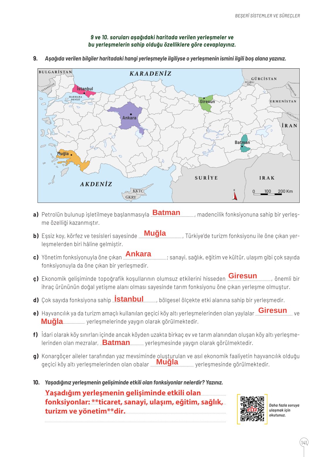 10. Sınıf Meb Yayınları Coğrafya Ders Kitabı Sayfa 141 Cevapları 10. Sınıf Meb Yayınları Coğrafya Ders Kitabı Sayfa 141 Cevapları